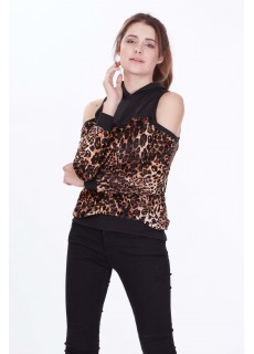 OMUZ AÇIK LEOPAR DESENLİ SWEAT